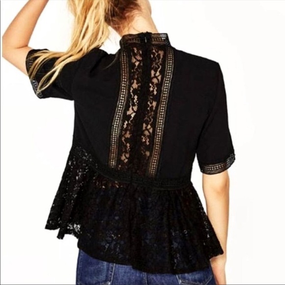 NWOT Zara Lace Peplum Blouse - Picture 3 of 14